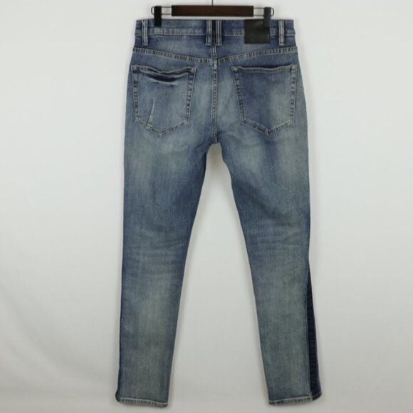 Blank NYC Horatio Men's Size 31 Blue Denim Tuxedo Stripe Skinny Jeans - Picture 3 of 11